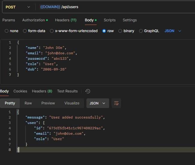 Adding user using Postman - Techieonix
