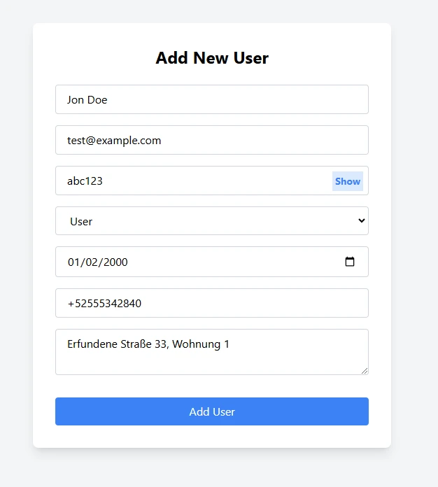 Screenshot 3 - Add new user page - Techieonix